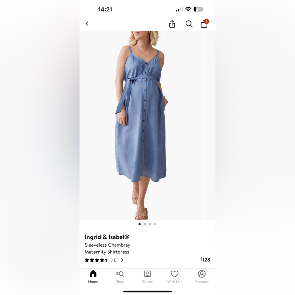 Ingrid & Isabel
Sleeveless Chambray
Maternity Shirtdress